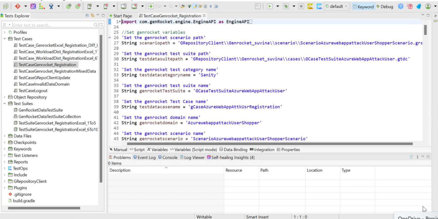 Katalon record and play function with GenRocket configuration