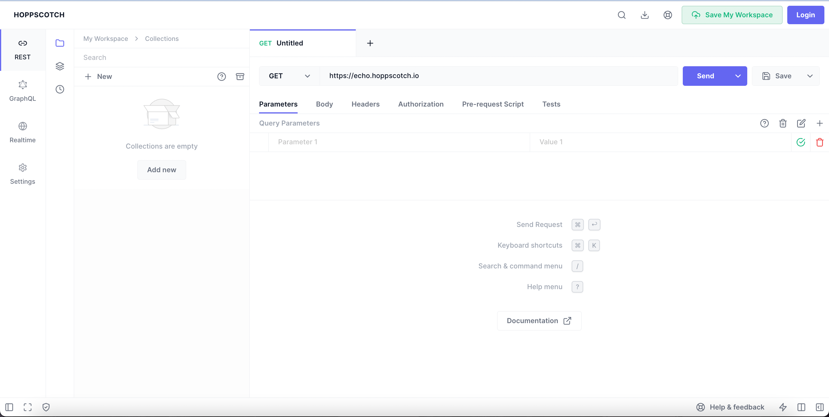 Hoppscotch interface for API testing