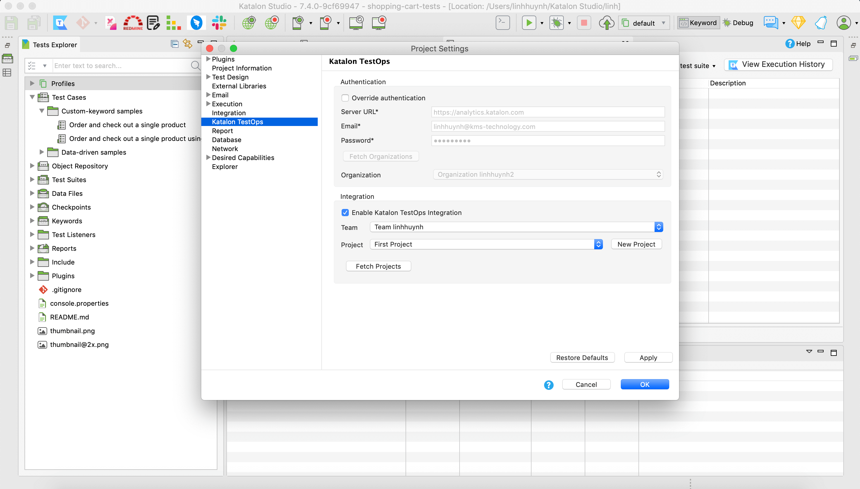 Katalon TestOps_config-integration