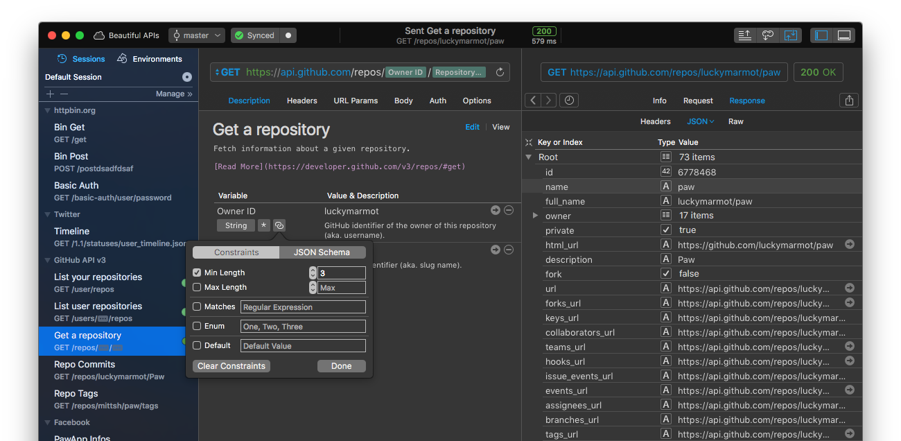 Paw Interface for API testing